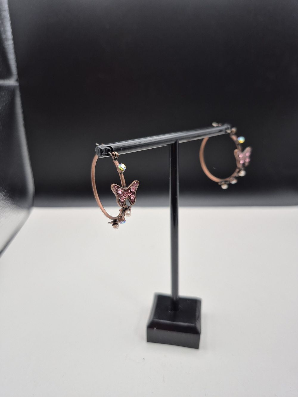 Delicate Pink Butterfly Hoop Earrings - Women Jewelry